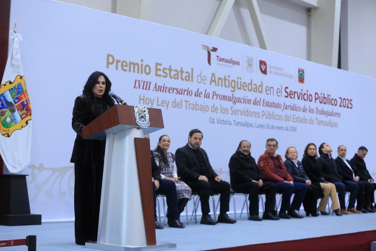GOBIERNO DE TAMAULIPAS ENTREGA PREMIO ESTATAL DE ANTIGÜEDAD 2025 Y ANUNCIA MEJORAS LABORALES